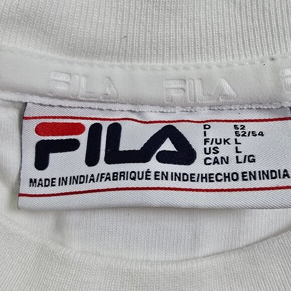 Fila Bella Italia Spellout White Cotton T-shirt, Men's Large - Picture 4 of 10